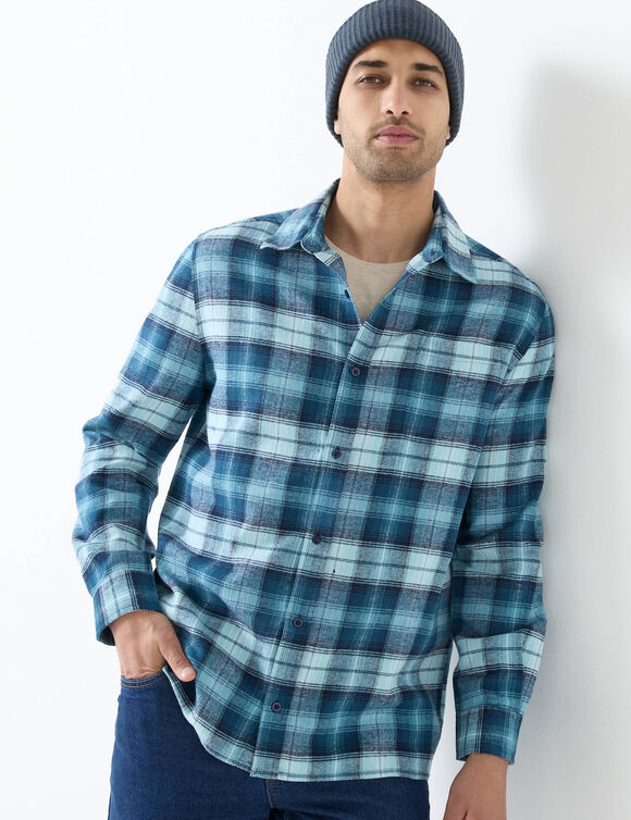 Chemise carreaux flanelle - lot de 2 coloris (lie de vin + céladon)