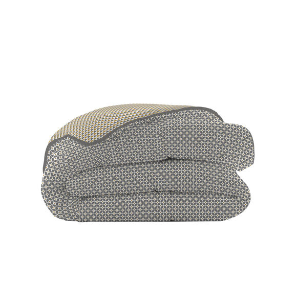 Dekbed in microvezel met grafische microprint 200 g/m² (grijs / geel)