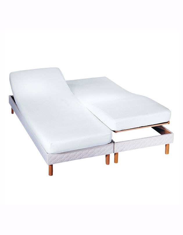 Protège-matelas tête et pieds relevables molleton bi-extensible absorbant (blanc)