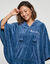 Poncho &agrave; capuche maille polaire personnalis&eacute; (bleu)