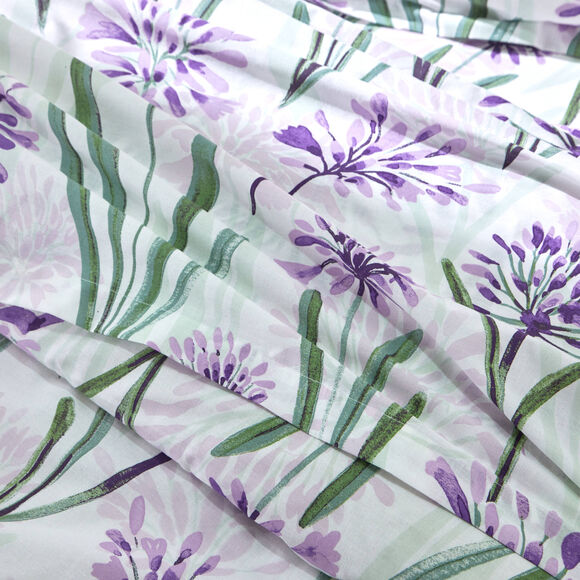 Linge de lit Agapanthe en coton imprimé fleurs (parme)