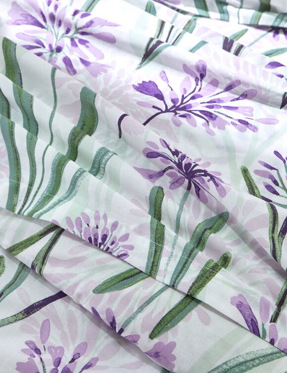Linge de lit Agapanthe en coton imprimé fleurs (parme)