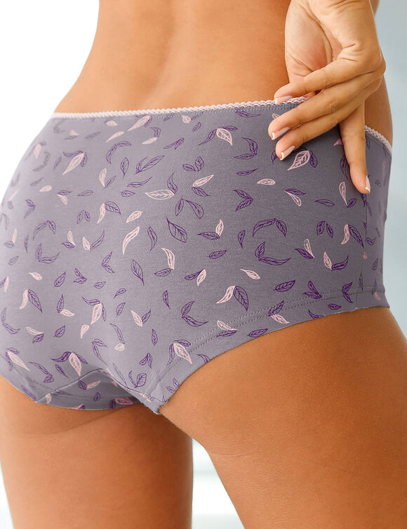 Culotte coton forme shorty imprim&eacute; motif floral assortis&ndash; Lot de 4 (prune / rose)