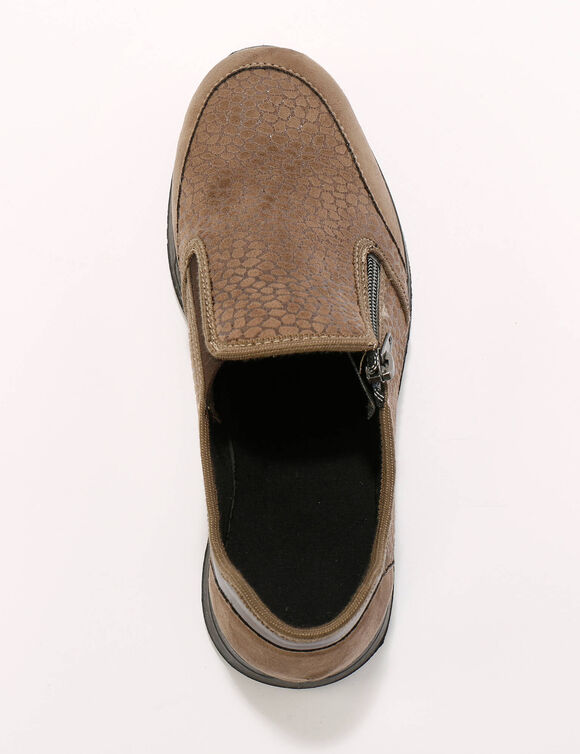 Baskets zipp&eacute;es sp&eacute;cial pieds sensibles en tissu extensible  (taupe)