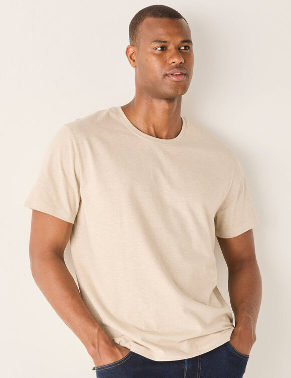 T-shirt met ronde hals en korte mouwen - set van 3 (aqua + groen + chiné beige)