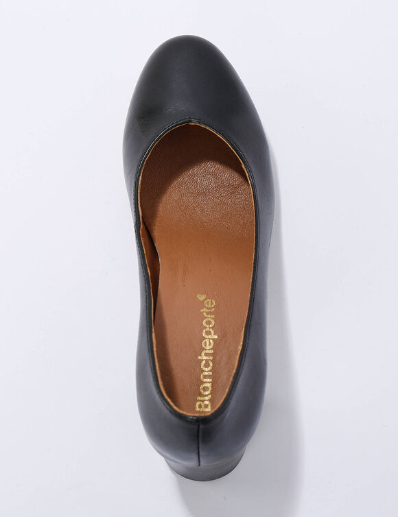 Escarpins bout arrondi cuir lisse (noir)