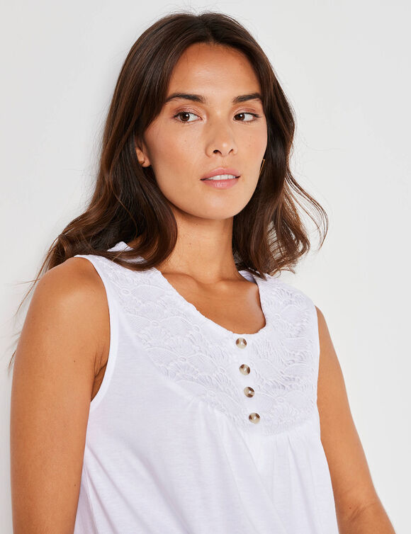Débardeur à plastron macramé (blanc)