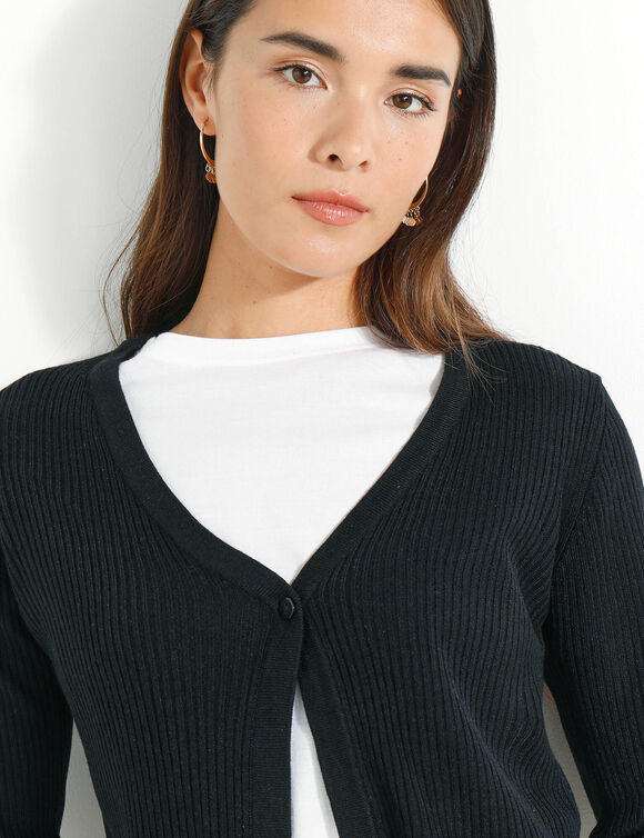 Gilet boléro, maille côtelée (noir)