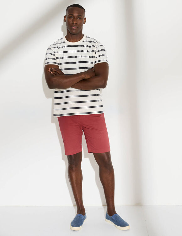 Effen chino bermuda (grijzig koraal)