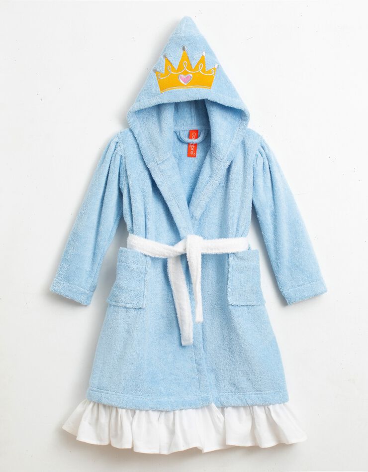 Peignoir de bain déguisement enfant princesse éponge coton - 340g/m² (bleuet)