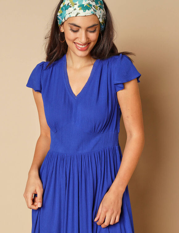 Robe longue unie (bleu)