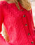 Cardigan boutonné, maille torsadée (rouge)