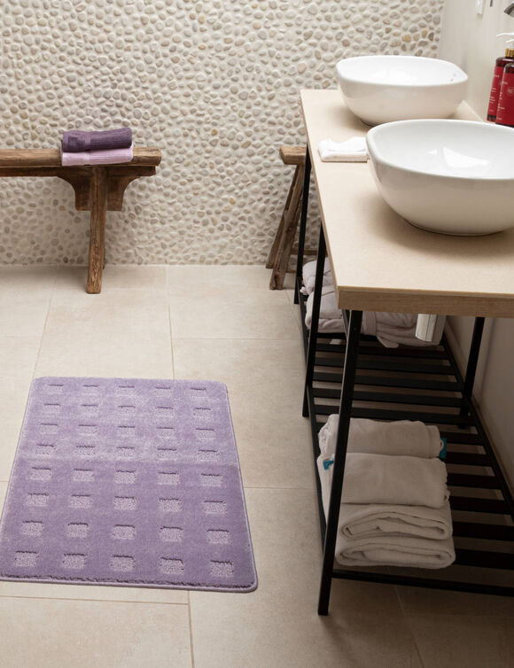 Tapis de bain motif carreaux (lilas)