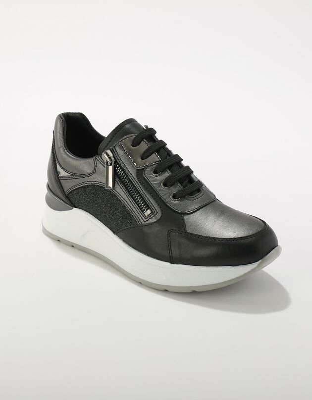 Sneakers compensées en cuir  (noir)