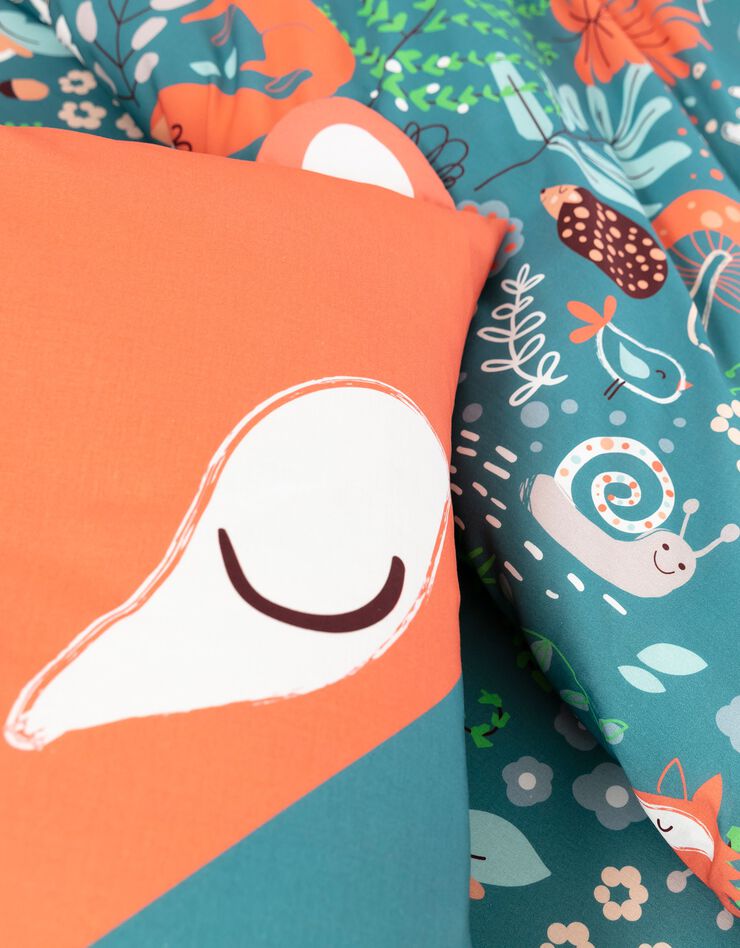 Linge de lit enfant imprimé Champy en coton biologique, éco-responsable (bleu)