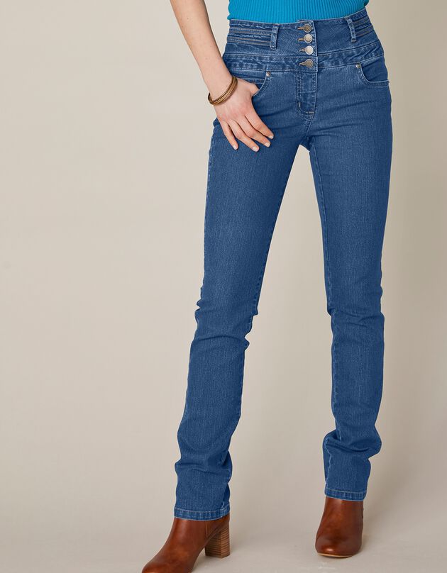 Jean droit taille haute - petite stature (stone)