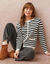 Gestreepte cardigan in fantasietricot (ecru / zwart)