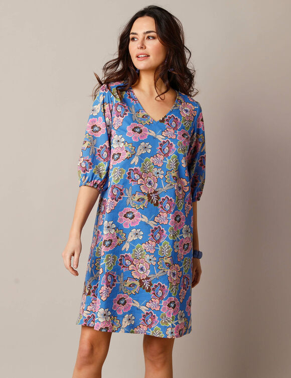 Robe housse imprimé floral (bleu)
