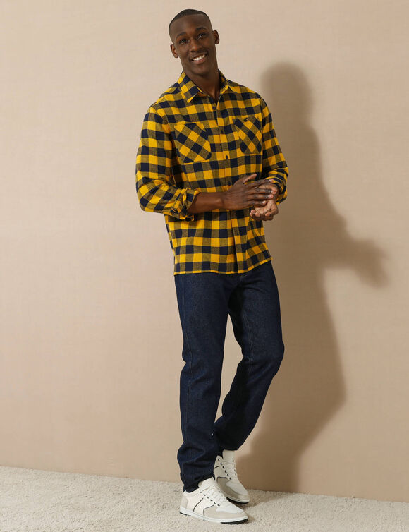 Chemise carreaux écossais flanelle (jaune / marine)