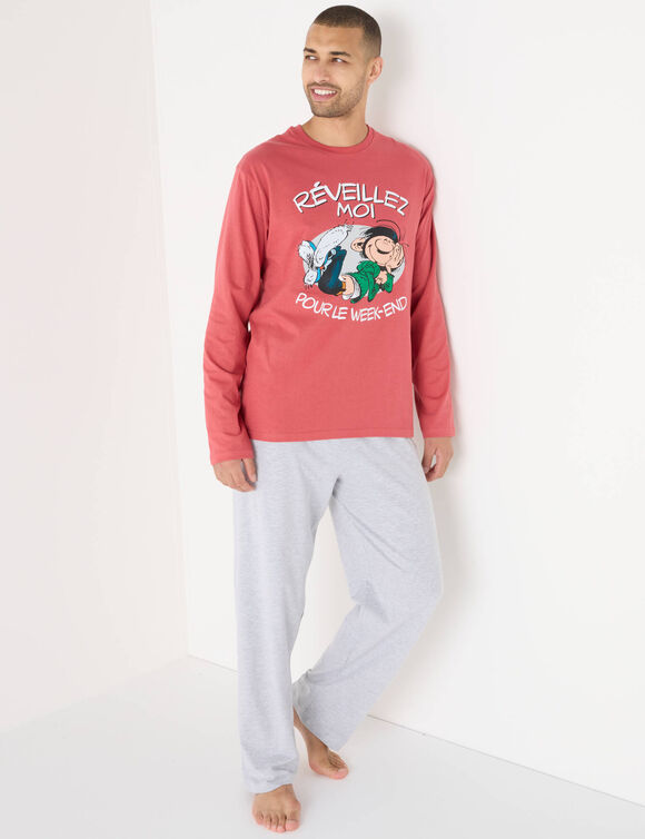 Pyjama pantalon manches longues Gaston Lagaffe (rouge / gris)