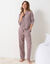Pyjama pantalon boutonné manches longues, en flanelle motif vichy tissé teint (chocolat / écru)