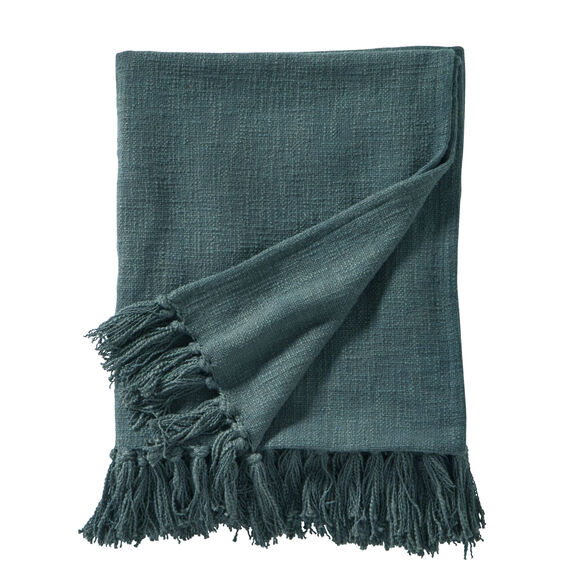 Plaid uni coton texturé (eucalyptus)