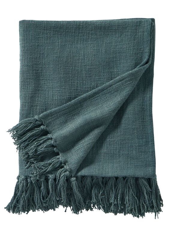 Effen plaid in getextureerd katoen (eucalyptus)