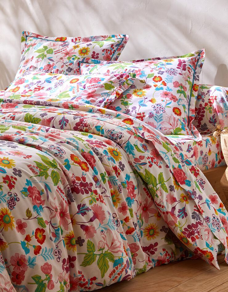 Bedlinnen Kelly in katoen met bloemenprint (wit)