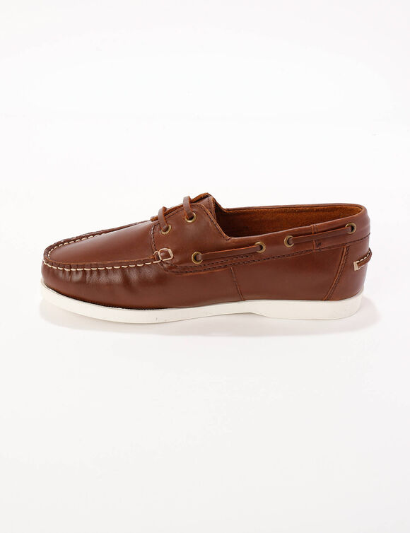 Chaussures bateau en cuir (marron)