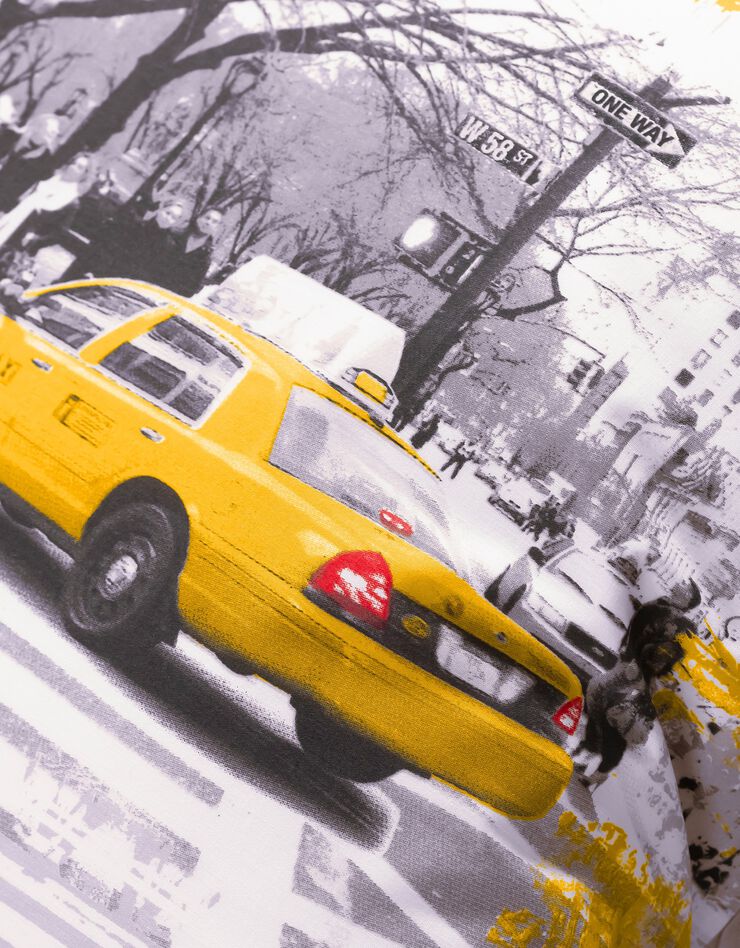 Linge de lit enfant Drive - polycoton imprimé taxis new-yorkais (gris)