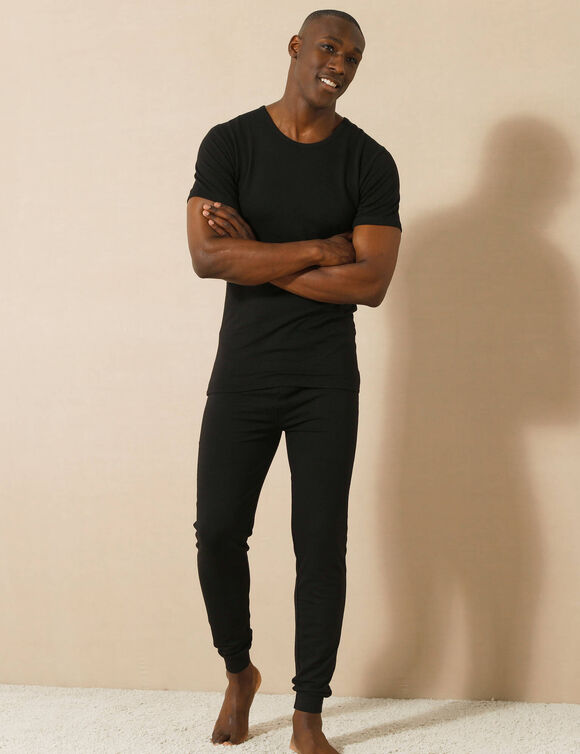 T-shirt sous-vêtement homme col rond manches courte chaleur modérée - lot de 2 (noir)