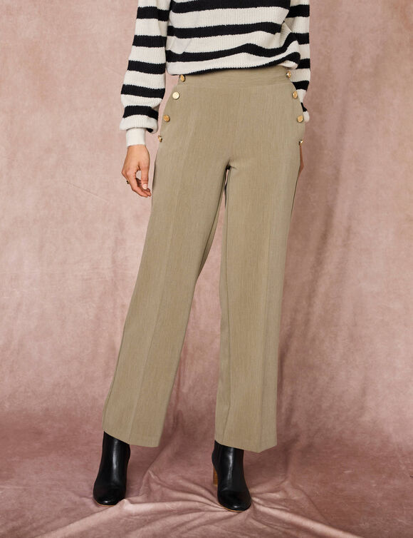 Pantalon fluide effet pont (kaki)