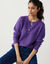 Pull col tunisien &agrave; boutons paillet&eacute;s, maille anglaise (violet)