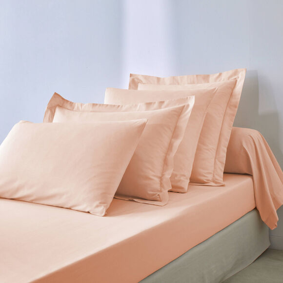 Linge de lit uni polyester-coton Colombine (rose poudr&eacute;)