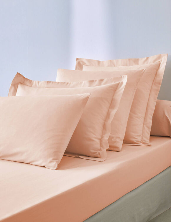 Linge de lit uni polyester-coton Colombine (rose poudr&eacute;)