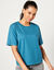 Boxy T-shirt met ellebooglange mouwen (eendenblauw)