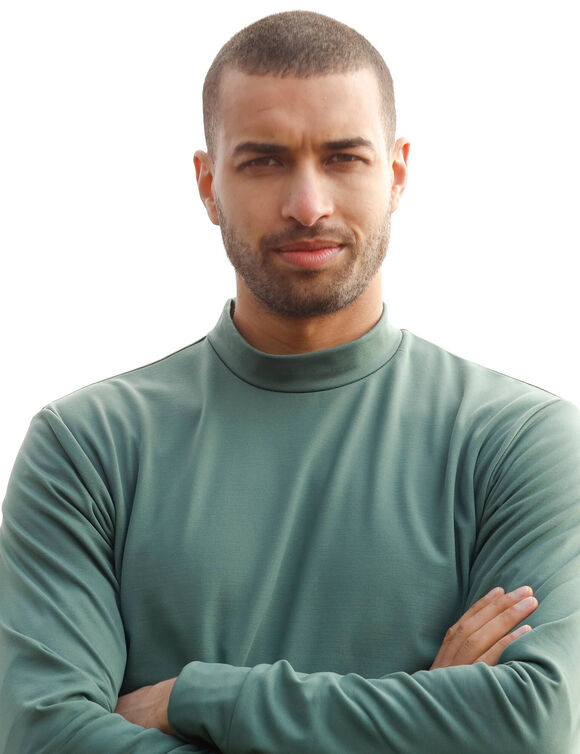 T-shirt col montant intérieur polaire (vert foncé)