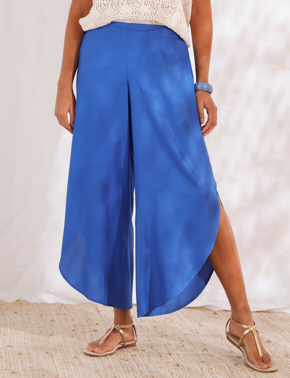 Pantalon large, bas fendus (bleu)