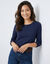 Effen T-shirt met ronde hals en lange mouwen (marine)
