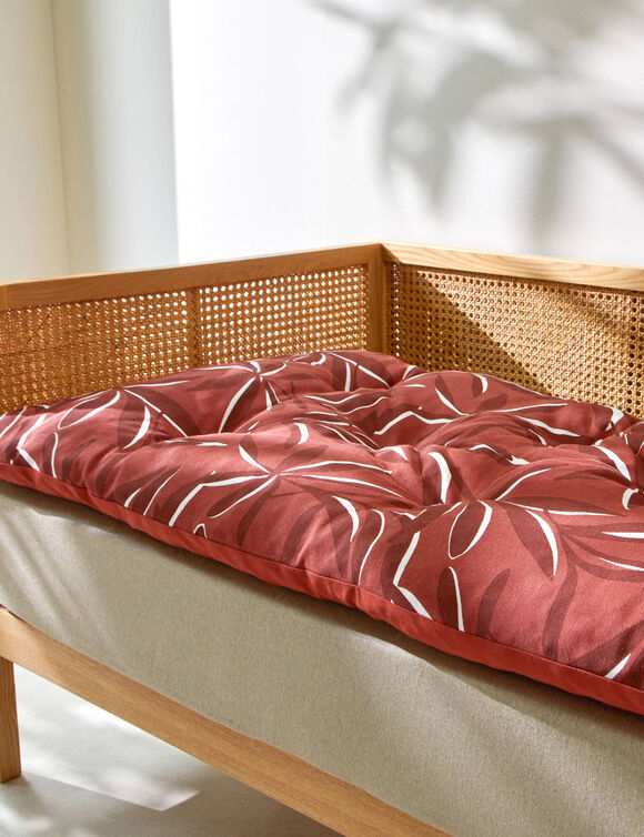 Long coussin de sol imprim&eacute; feuillage (terracotta)