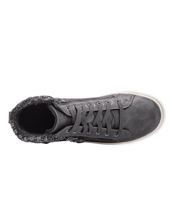 Gevoerde sneakers met hoge schacht, enkelrand in tricot (grijs)