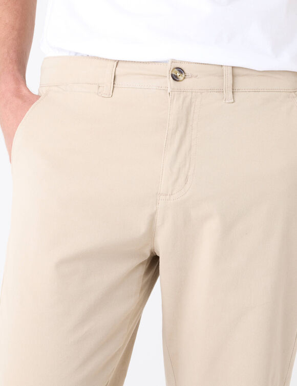 Pantalon chino toile serg&eacute; (beige)