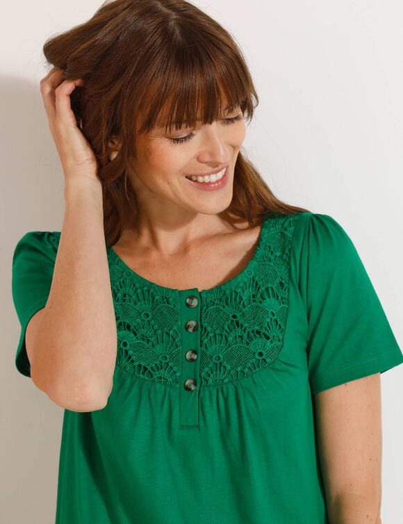 T-shirt macramé manches courtes (vert menthe)