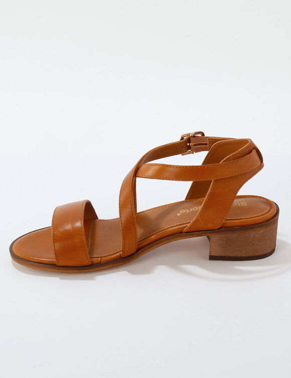 Sandales &agrave; brides crois&eacute;es en cuir  (marron)