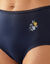 Effen katoenen slipjes in maxi-vorm met geborduurd motief &ndash; set van 3 (blauw)