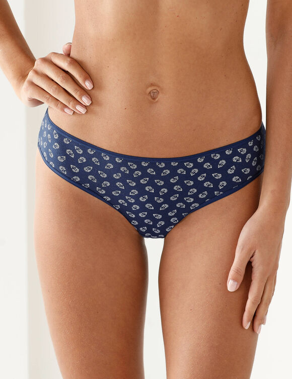 Culotte forme midi en coton extensible imprimé "fleurettes" - lot de 10 (marine / rose)