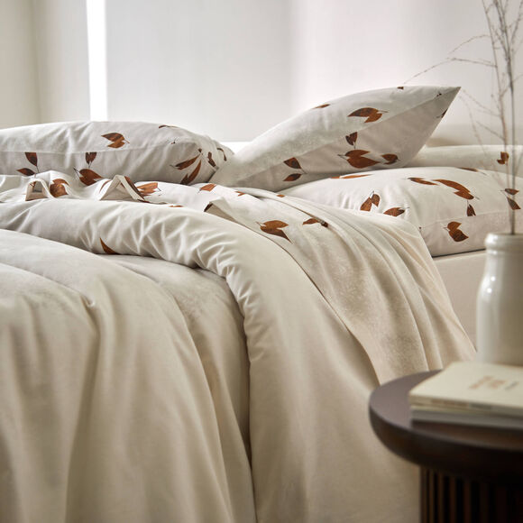 Linge de lit Automne en coton imprimé (blanc)