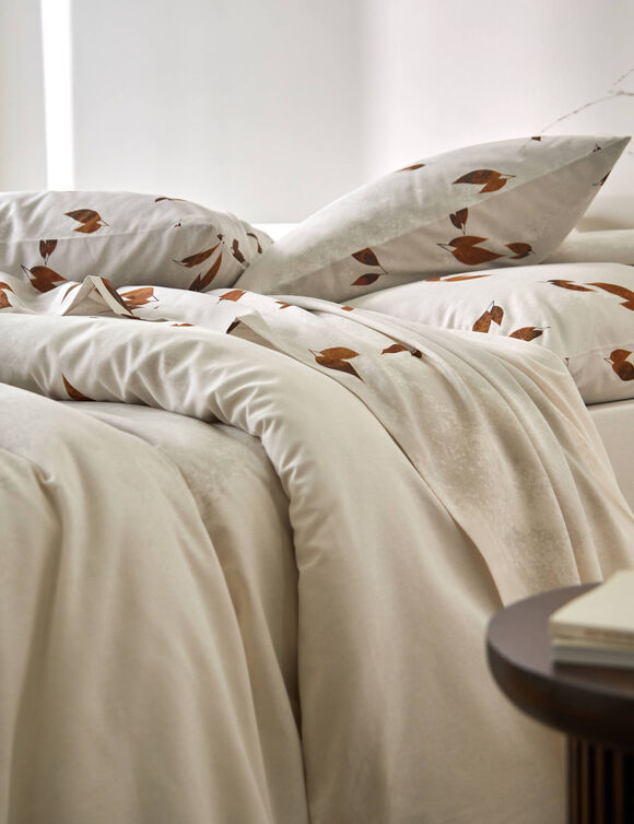 Linge de lit Automne en coton imprimé (blanc)