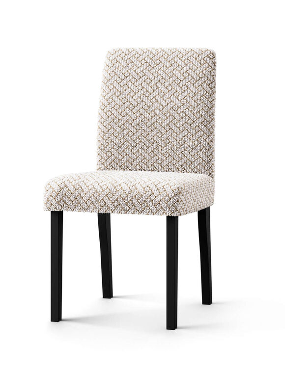 Tweezijdig rekbare hoes van microvezel met gewafelde grafische patroon, speciaal voor stoelen (beige)