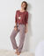 Pyjama pantalon "canards" et vichy en coton-flanelle + chouchou assorti (chocolat / écru)